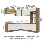Armário de Cozinha Completa de Canto 459cm Rustic Branco Glamy Madesa 01