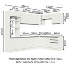 Armário de Cozinha Completa de Canto 479cm Branco Glamy Madesa 01