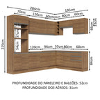 Armário de Cozinha Completa de Canto 479cm Rustic Glamy Madesa 01