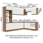 Armário de Cozinha Completa de Canto 479cm Rustic Branco Glamy Madesa 01