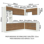Armário de Cozinha Completa de Canto 479cm Branco Rustic Glamy Madesa 01