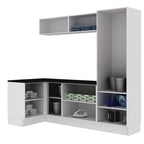 Kit Área De Serviço Madesa Acordes 100% MDF com Armário e Balcão de Canto Portas Branco Brilho