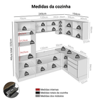 Armário de Cozinha Completa de Canto 399 cm Rustic/Preto Lux Madesa 01