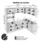 Armário de Cozinha Completa de Canto 416 x 60 cm Rustic/Preto Lux Madesa 01