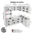 Armário de Cozinha Completa de Canto 416 x 60 cm Branco/Cinza Lux Madesa 01
