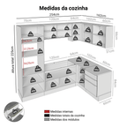 Armário de Cozinha Completa de Canto 416 x 60 cm Branco/Branco Veludo Lux Madesa 01