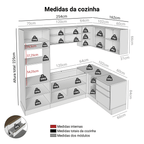 Armário de Cozinha Completa de Canto 416 cm Rustic/Branco Veludo Lux Madesa 01