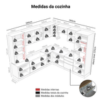 Armário de Cozinha Completa de Canto 549 cm Branco/Preto Lux Madesa 01