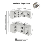 Armário de Cozinha Completa de Canto 265 cm Suspenso Crema Nice Madesa 04