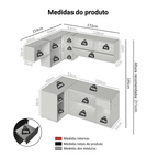Armário de Cozinha Completa de Canto Suspenso 325 cm Preto Nice Madesa 01