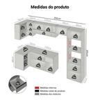 Armário de Cozinha Completa de Canto Suspenso 385cm Cinza Nice Madesa 02