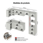 Armário de Cozinha Completa de Canto Suspenso 385cm Crema Nice Madesa 02