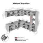 Armário de Cozinha Completa de Canto 445cm Crema Nice Madesa 02