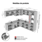 Armário de Cozinha Completa de Canto 445cm Suspensa Cinza Nice Madesa 03