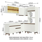 Armário de Cozinha Completa de Canto 367cm Branco Reims Madesa 01