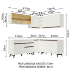 Armário de Cozinha Completa de Canto 382cm Branco Reims Madesa 01