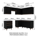 Armário de Cozinha Completa de Canto 392cm Preto Reims Madesa 01