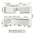 Armário de Cozinha Completa de Canto 392cm Branco Reims Madesa 02