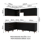 Armário de Cozinha Completa de Canto 392cm Preto Reims Madesa 02