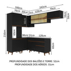 Armário de Cozinha Completa de Canto 392cm Preto Reims Madesa 03