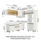 Armário de Cozinha Completa de Canto 402cm Branco Reims Madesa 02