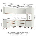 Armário de Cozinha Completa de Canto 437cm Branco Reims Madesa 01