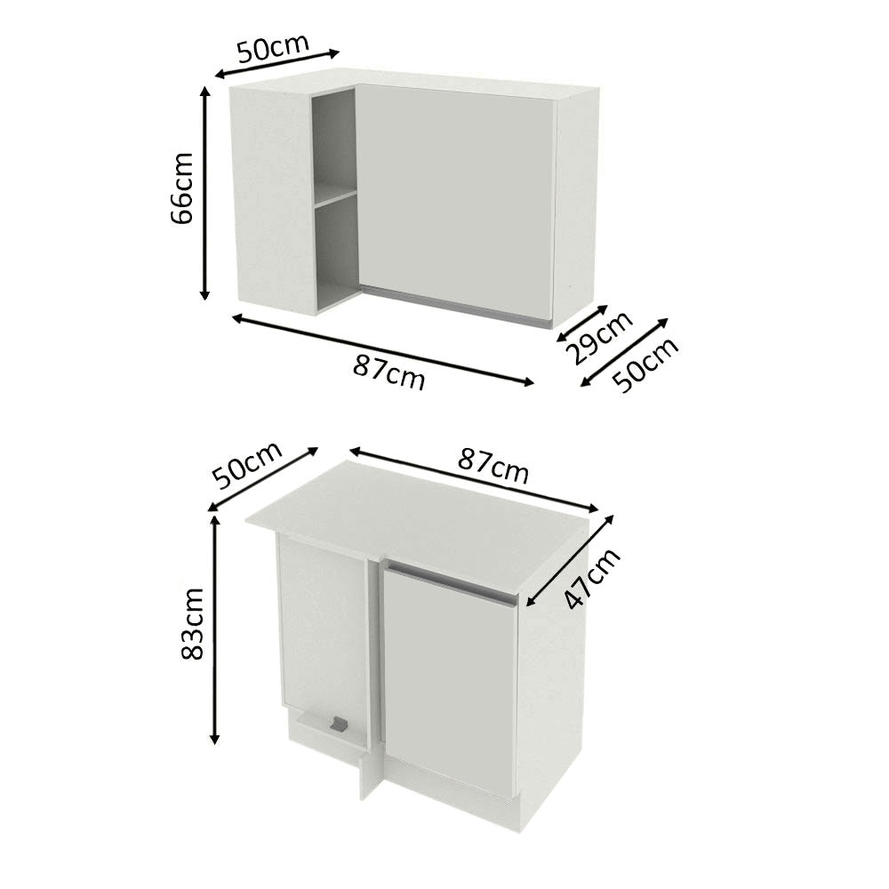 Kit Canto 100% MDF 2 Portas e Nicho Branco Smart Madesa