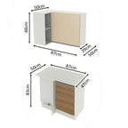 Kit Canto Reto Madesa Smart 2 Portas e Nicho com tampo Rustic/Crema/Branco