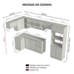 Armário de Cozinha Completa de Canto 100% MDF 447cm Branco Smart Madesa 01