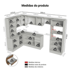Armário de Cozinha Completa de Canto 100% MDF 447 cm Branco/Rustic/Crema Smart Madesa 03