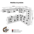 Armário de Cozinha Completa de Canto 507 cm Branco/Rustic/Crema Smart 100% MDF Madesa 01