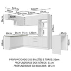 Armário de Cozinha Completa de Canto 489cm Branco Stella Madesa