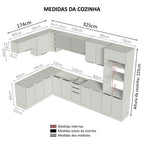 Armário de Cozinha Completa de Canto 499cm Branco Stella Madesa 03
