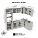 Armário de Cozinha Completa de Canto 399 cm Branco Vik Madesa 01