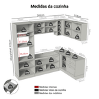 Armário de Cozinha Completa de Canto 399 cm Branco/Cinza Vik Madesa 02
