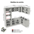Armário de Cozinha Completa de Canto 399 cm Branco/Verde Vik Madesa 02