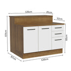 Ilha de Cozinha com Bancada e Balcão 120 cm Rustic/Branco Agata Madesa