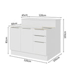 Ilha de Cozinha com Bancada e Balcão 120 cm Branco Stella Madesa