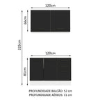Armário de Cozinha Compacta 120cm Branco/Preto Agata Madesa 01