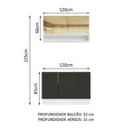 Armário de Cozinha Compacta 120cm Branco/Preto Agata Madesa 02