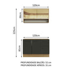 Armário de Cozinha Compacta 120cm Rustic/Preto Agata Madesa 02