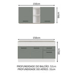 Armário de Cozinha Compacta 150cm Branco/Cinza Agata Madesa 01