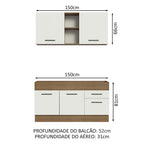 Armário de Cozinha Compacta 150cm Rustic/Branco Agata Madesa 02