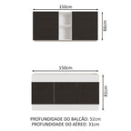 Armário de Cozinha Compacta 150cm Branco/Preto Agata Madesa 02