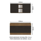 Armário de Cozinha Compacta 150cm  Rustic/Preto Agata Madesa 02