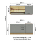 Armário de Cozinha Compacta 180cm Rustic Cinza Agata Madesa 02