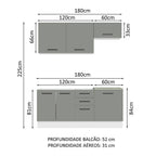 Armário de Cozinha Compacta 180cm Branco Cinza Agata Madesa 03