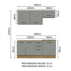 Armário de Cozinha Compacta 180cm Rustic Cinza Agata Madesa 03