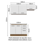 Armário de  Cozinha Compacta 180cm Rustic/Branco Agata Madesa 09