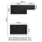 Armário de  Cozinha Compacta 180cm Branco/Preto Agata Madesa 09